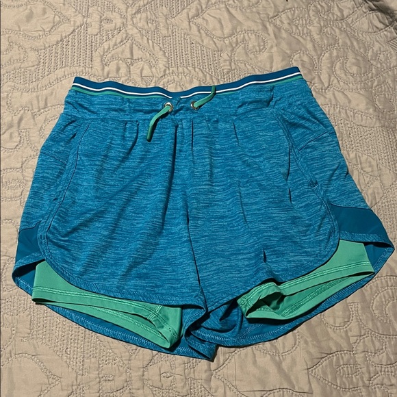 Avia S 4-6 Turquoise Blue Athletic Shorts with Green Lining - Picture 1 of 4
